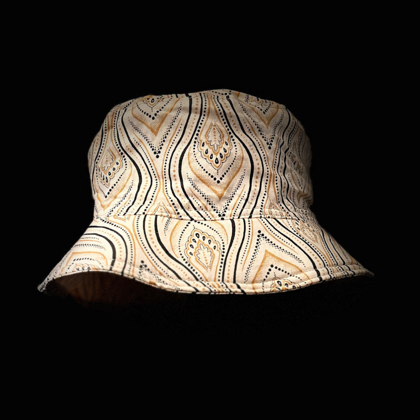 Beige, Black and Gold Wave Katiba Bucket Hat