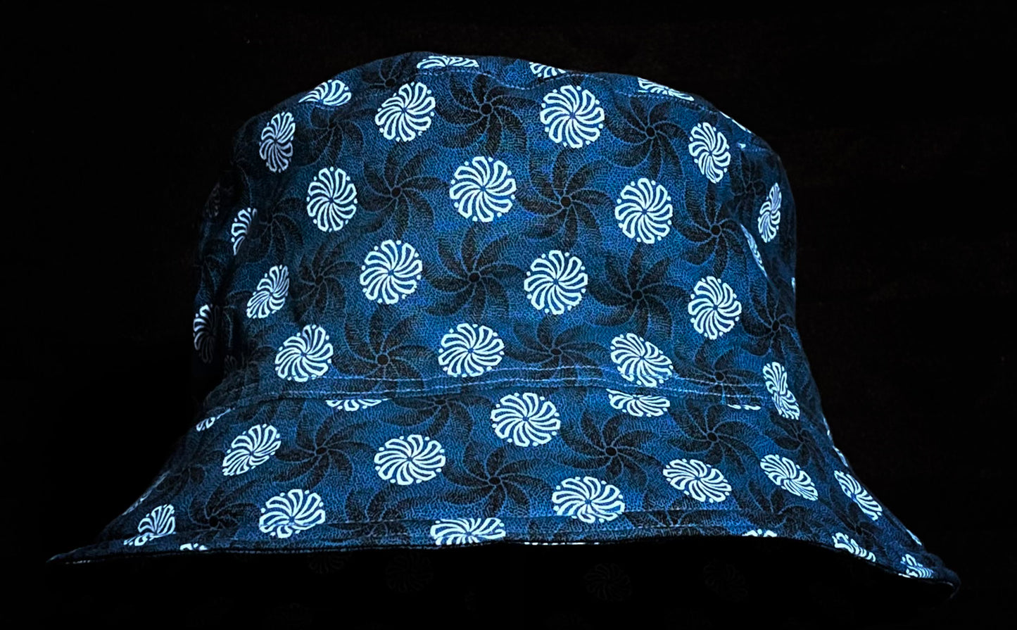 Blue, White and Black Vortex Katiba Bucket Hat
