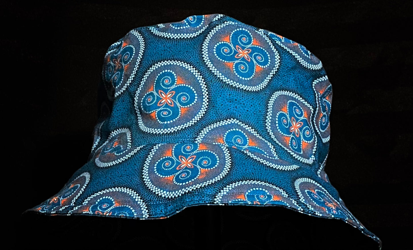 Blue, Orange and White Spiral Katiba Bucket Hat