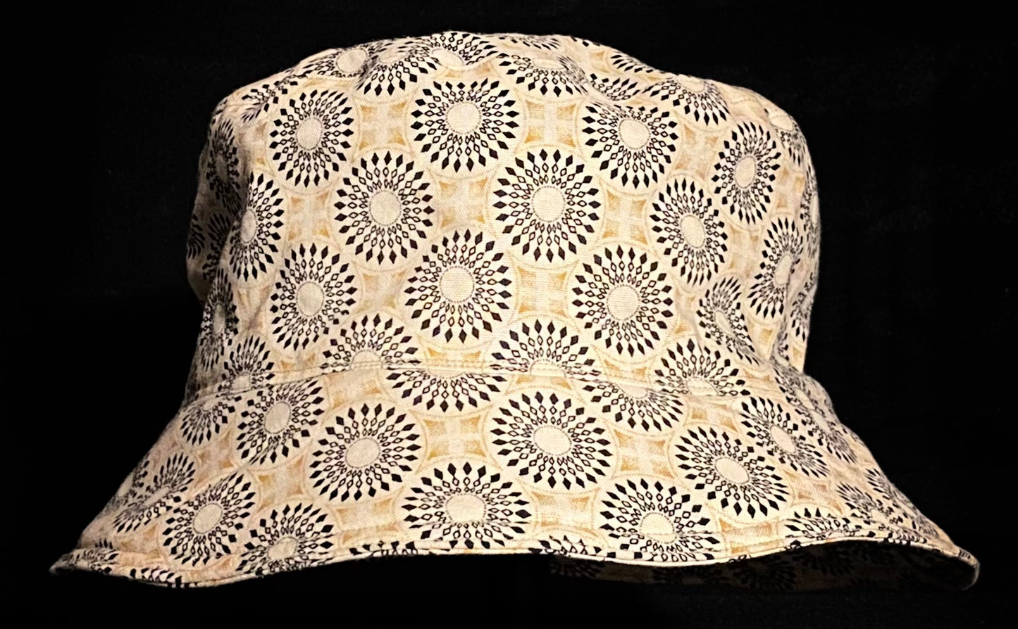 Beige, Black and Gold Spear Katiba Bucket Hat